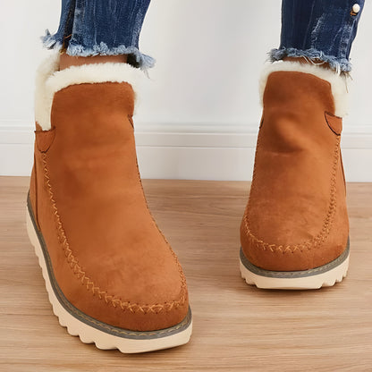 Fur Lined Ankle Boots with Slip On Design