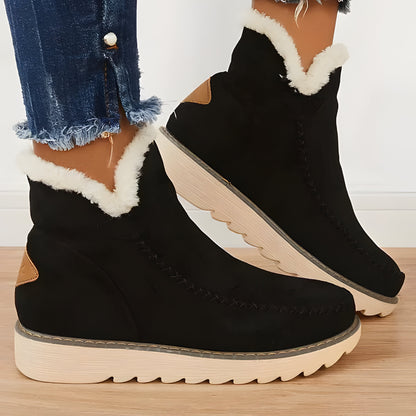 Fur Lined Ankle Boots with Slip On Design