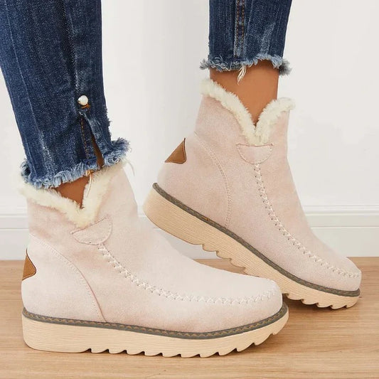 Fur Lined Ankle Boots with Slip On Design