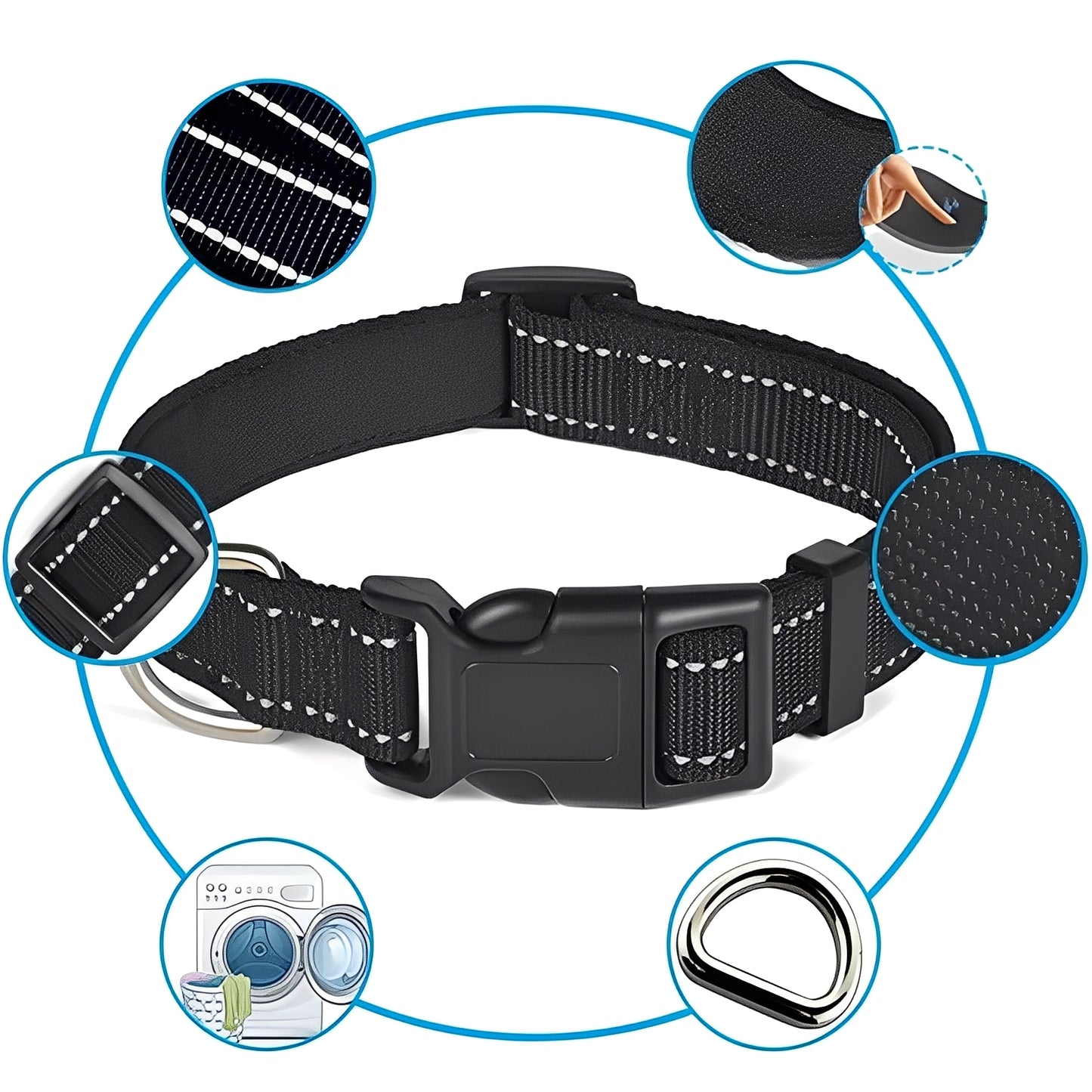 Adjustable Nylon Dog Collar with Clip Buckle