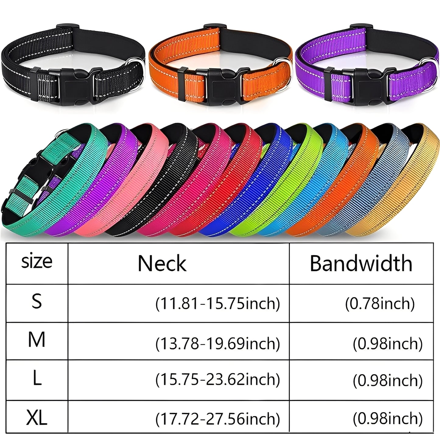 Adjustable Nylon Dog Collar with Clip Buckle
