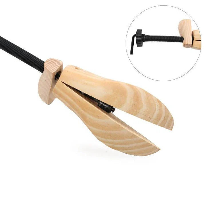 Wood Shoe Trees with Adjustable Fit for Shoe Shape Support