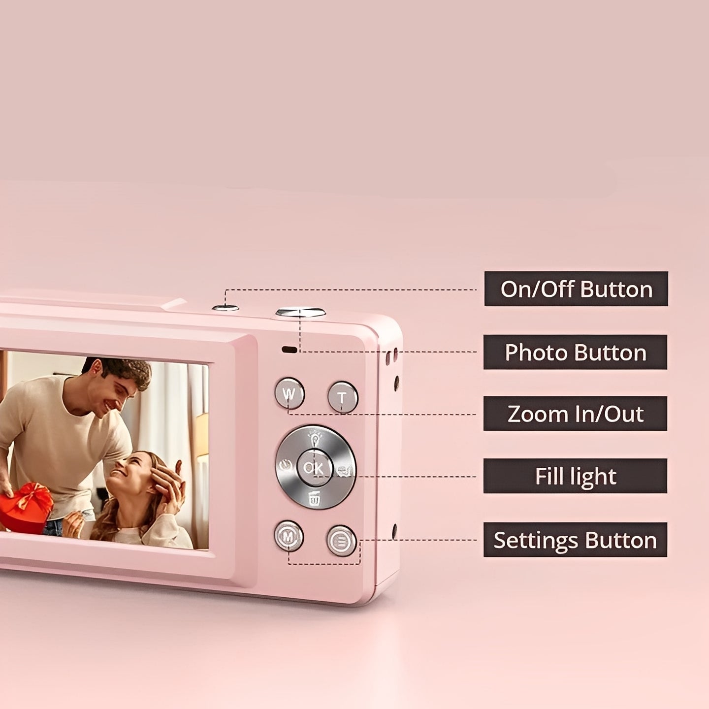 Portable Retro Inspired Digital Camera with Built-In Screen