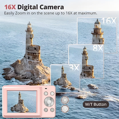 Portable Retro Inspired Digital Camera with Built-In Screen