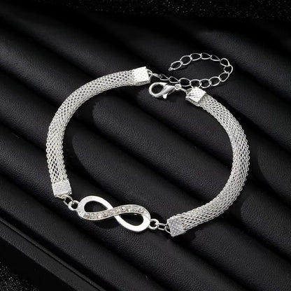 Rhinestone Bracelet Set, 3 Pieces Heart and Infinity Charms for Women