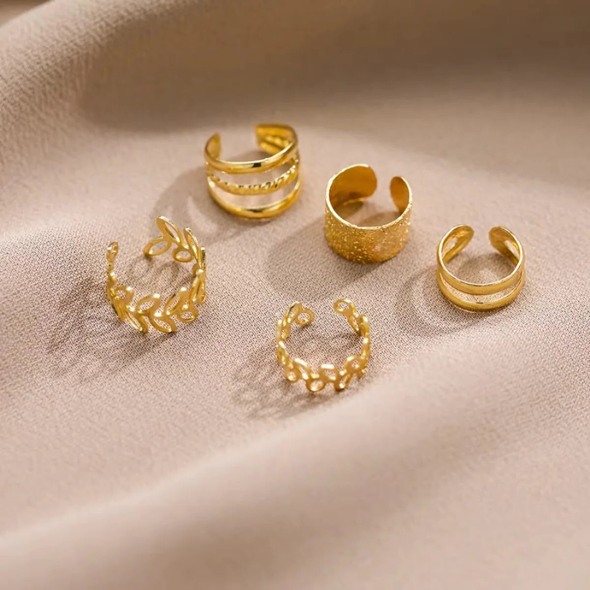 Clip On Ear Cuff Set Gold Leaf Design for Women