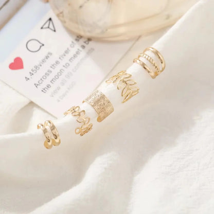Clip On Ear Cuff Set Gold Leaf Design for Women