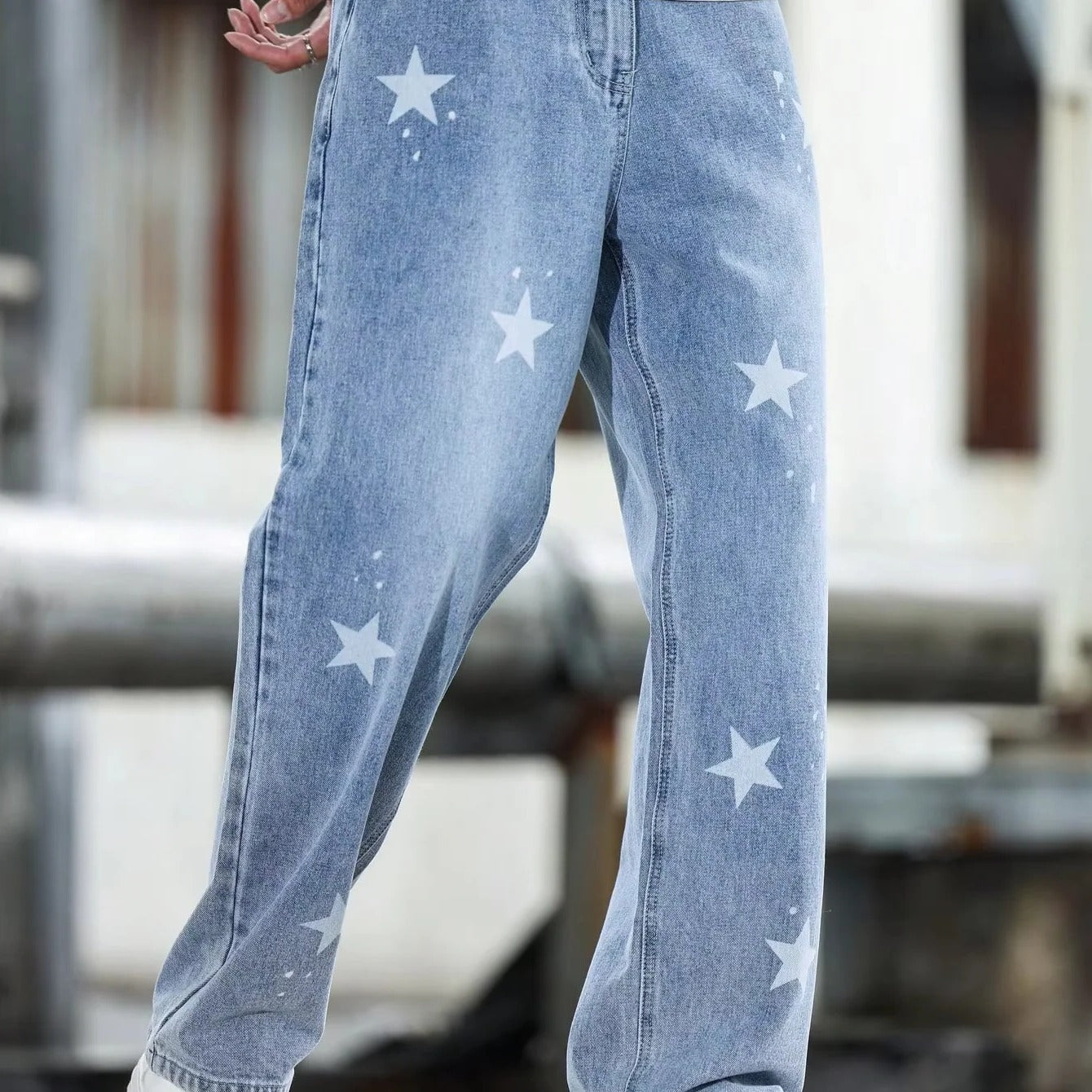 Men's Wide Leg Blue Denim Pants Loose Fit and Casual Fashion