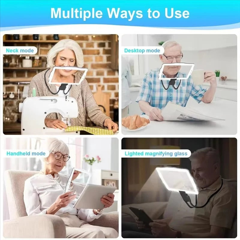 Adjustable Hands Free Magnifying Glass with LED Lighting and 3X Zoom