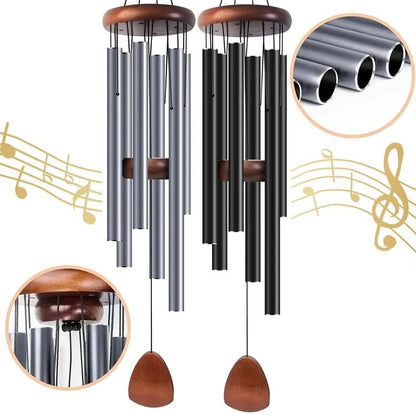 Outdoor Wind Chimes with Aluminum Tubes and Wooden Accents