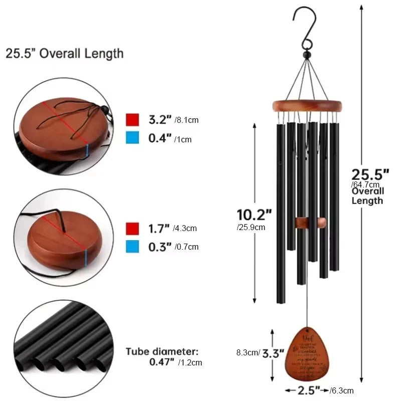 Outdoor Wind Chimes with Aluminum Tubes and Wooden Accents