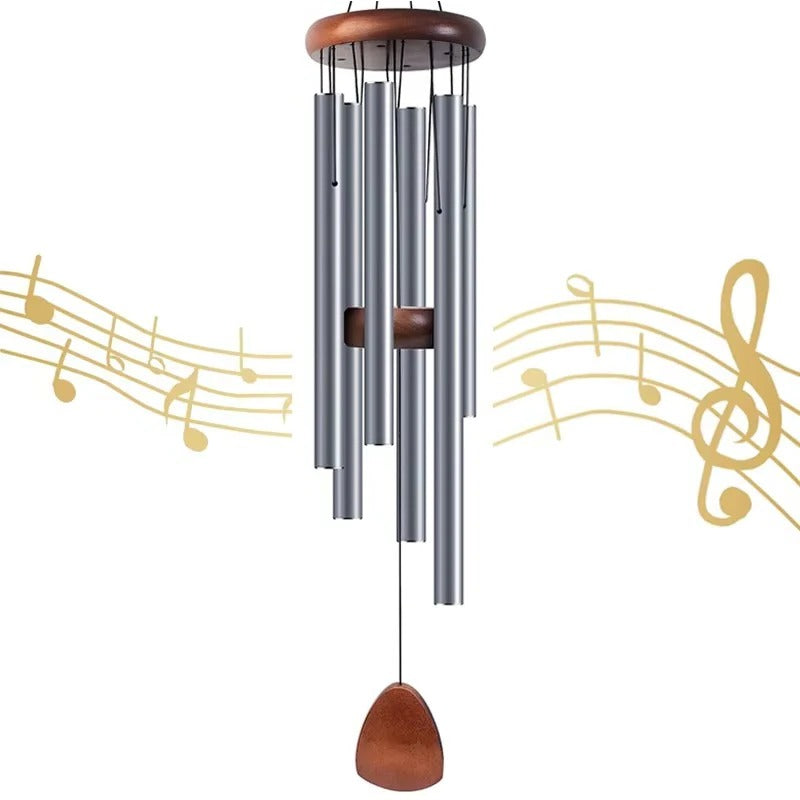 Outdoor Wind Chimes with Aluminum Tubes and Wooden Accents