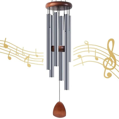 Outdoor Wind Chimes with Aluminum Tubes and Wooden Accents