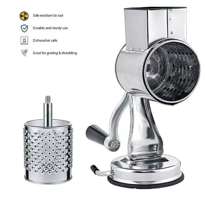 Rotary Food Grater with 5 Interchangeable Stainless Steel Blades