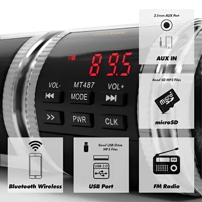 Bluetooth Motorcycle Sound System with FM Radio and USB Input
