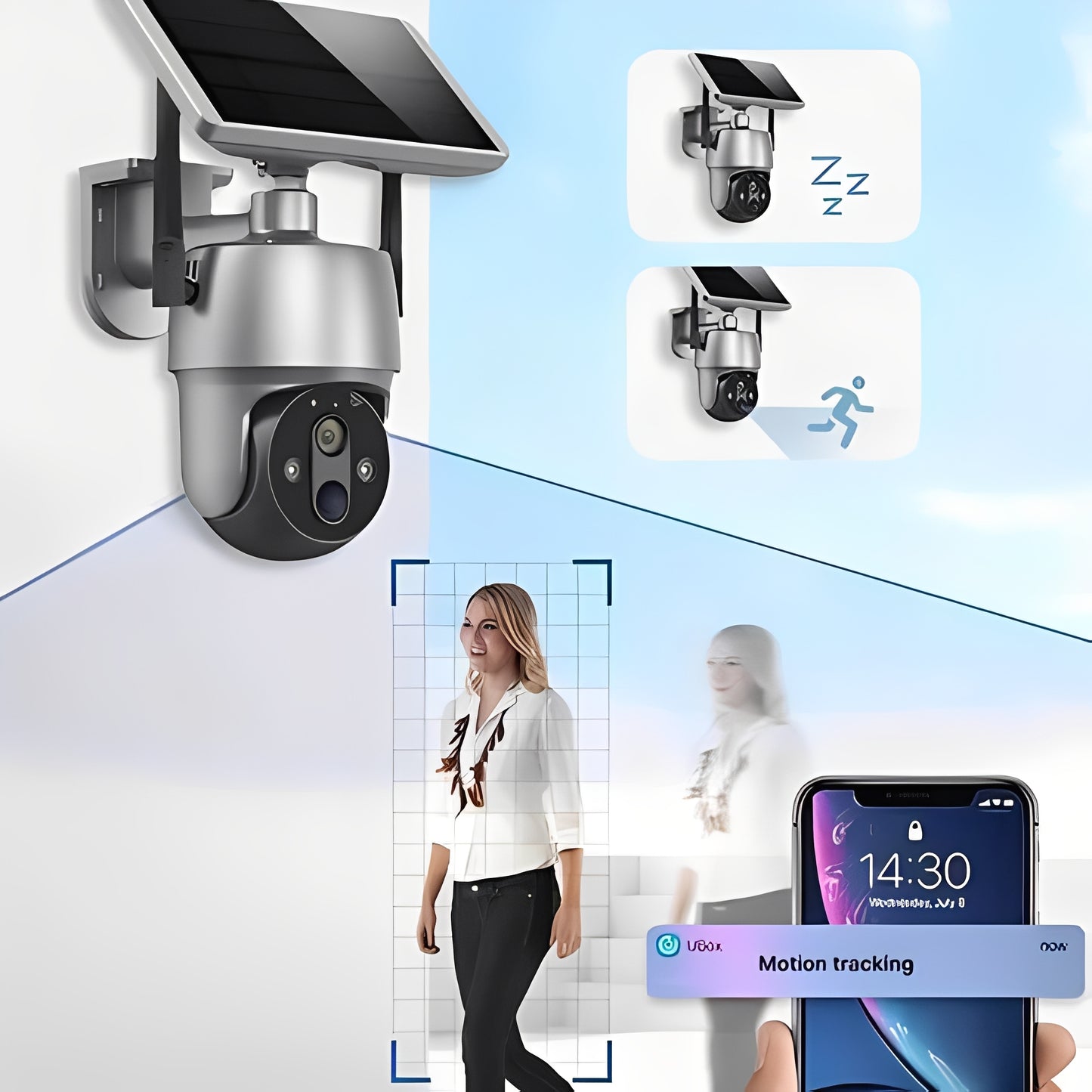 Solar Powered Outdoor Camera with Motion Detection and Audio