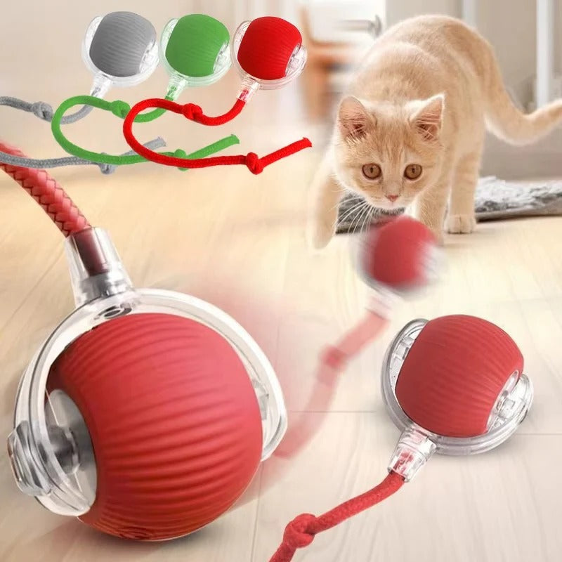 Motorized Rolling Cat Toy with Fiber Tail Design