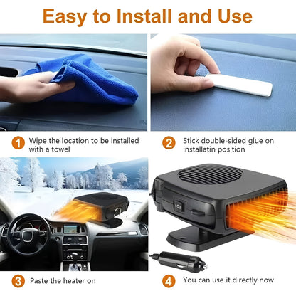 2 in 1 Portable Car Heater and Cooling Fan for Windshield Use