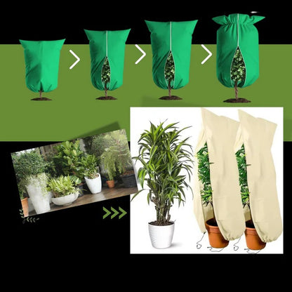 Winter Plant Cover with Zipper and Drawstring for Cold Weather Use