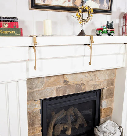 Adjustable Mantle Hook with Weighted Bases for Holiday Stockings and Greenery