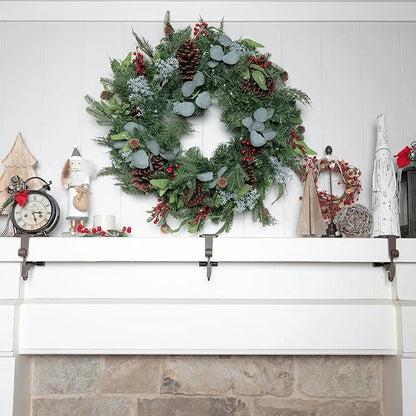 Adjustable Mantle Hook with Weighted Bases for Holiday Stockings and Greenery