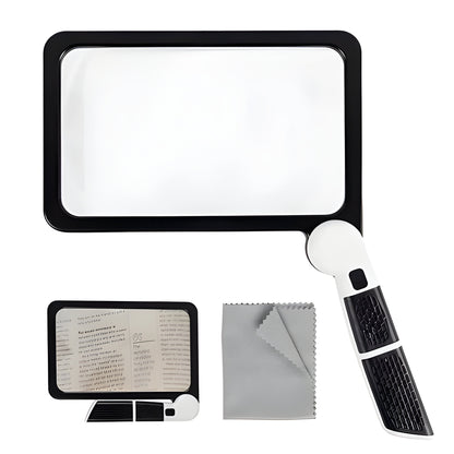 Collapsible Illuminated Optical Enhancer and Foldable LED Magnifying Glass
