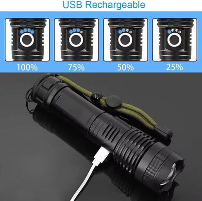 Rechargeable LED Flashlight with Adjustable Beam
