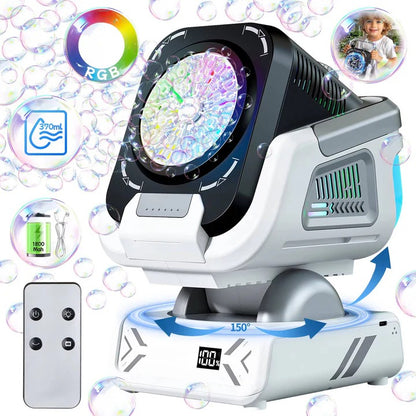 Bubble Blower with LED Lights and Rotating Base