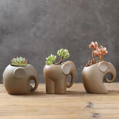 Animal Shaped Ceramic Succulent Planter for Desktop Pots
