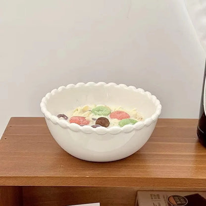 Ceramic Dinnerware with Pearl-Style Beaded Rim