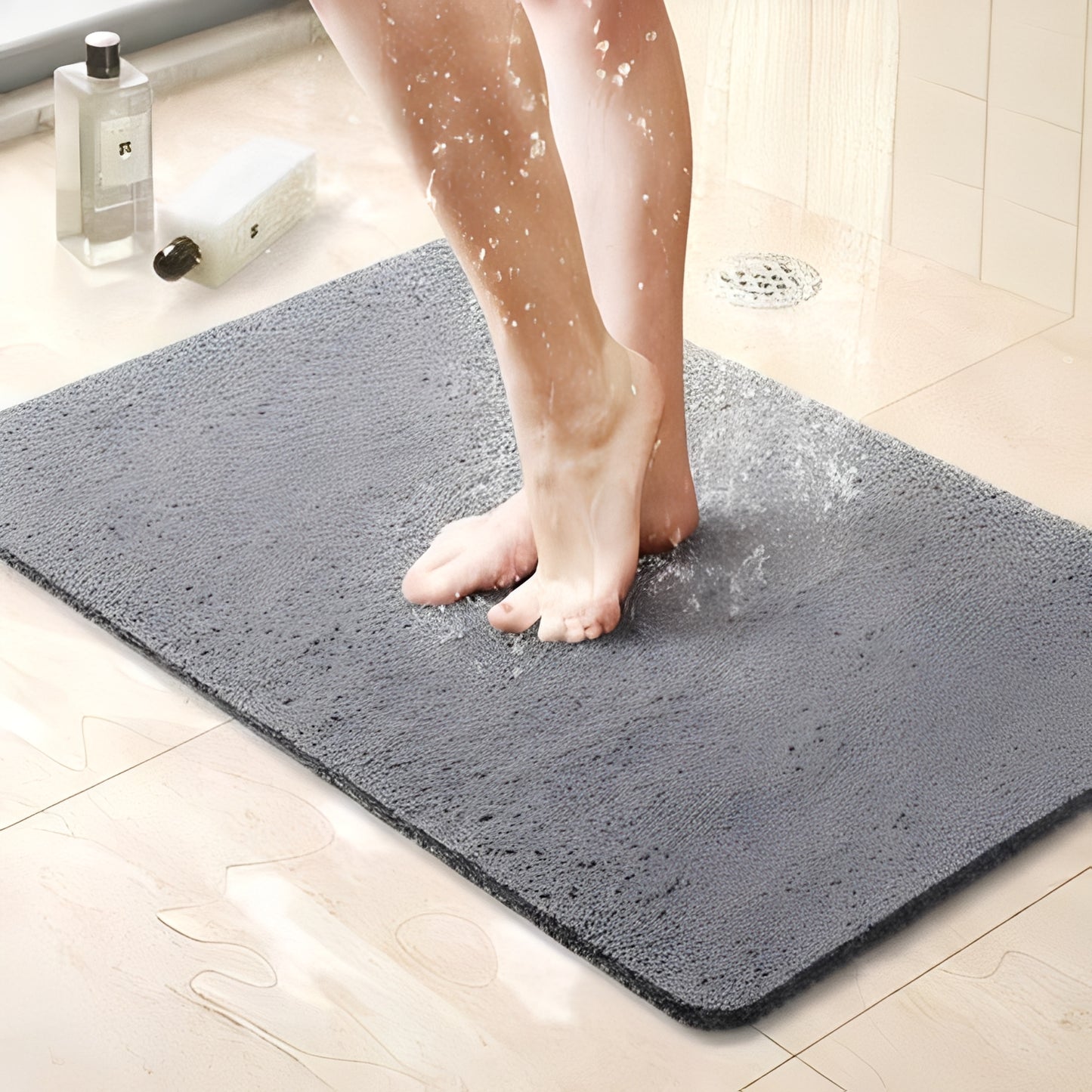 Bathroom Shower Mat with Non Slip Surface and Drainage Design