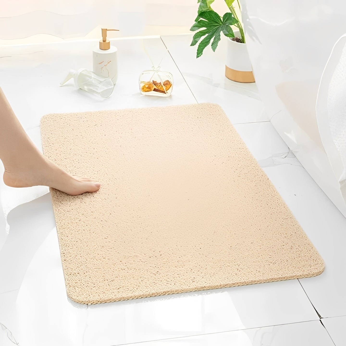 Bathroom Shower Mat with Non Slip Surface and Drainage Design