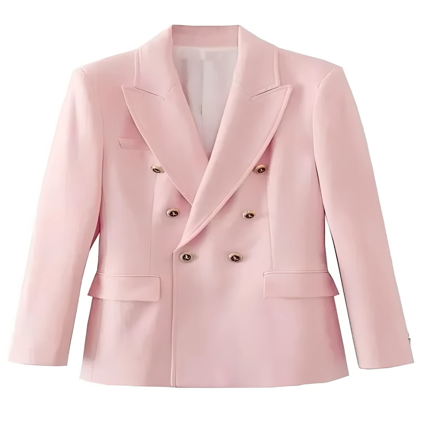 Women's Long Sleeve Button Front Blazer with V Neck  Design