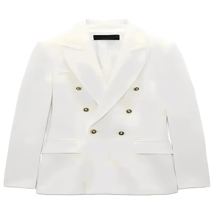Women's Long Sleeve Button Front Blazer with V Neck  Design