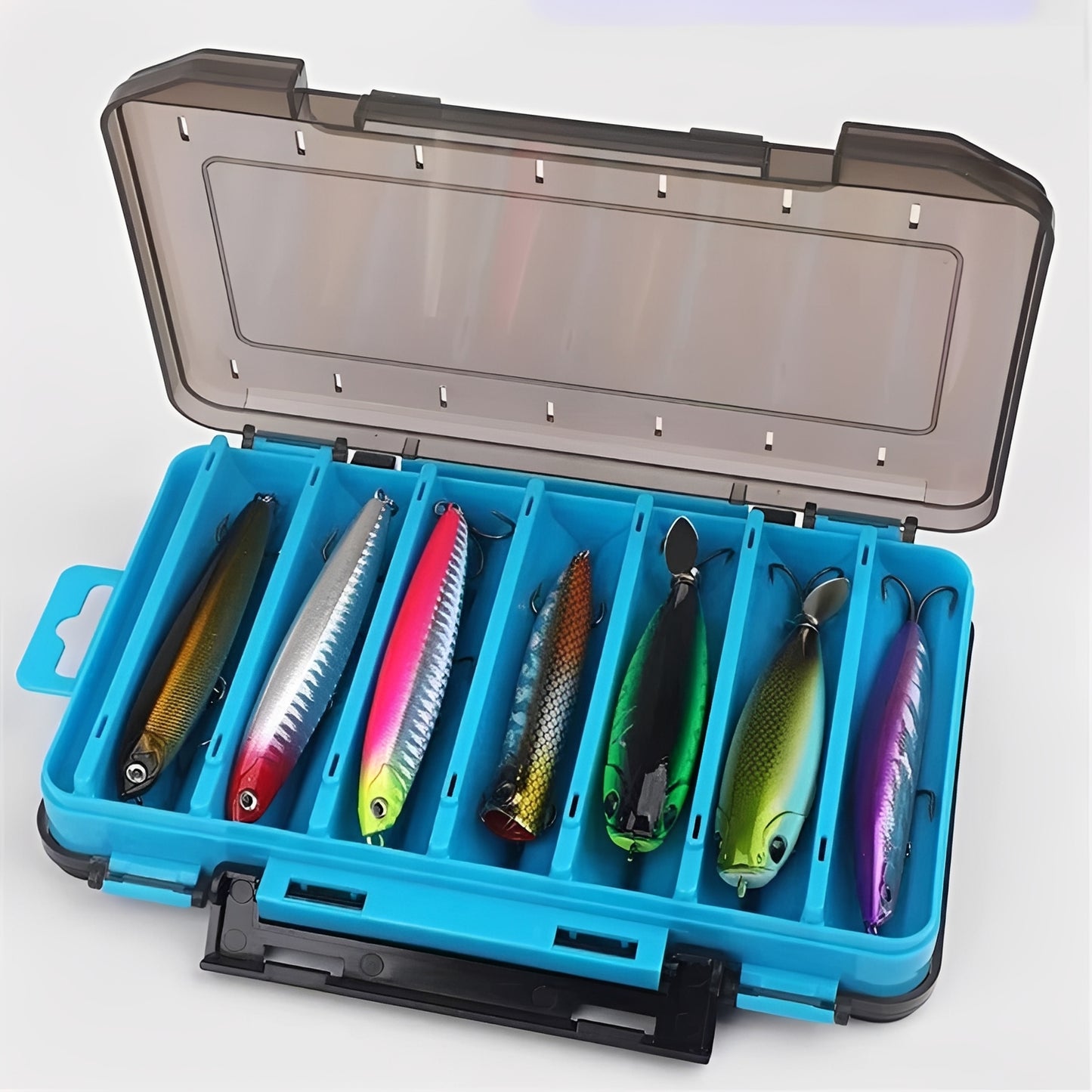 Fishing Tackle Box with Double Sided Compartment Storage