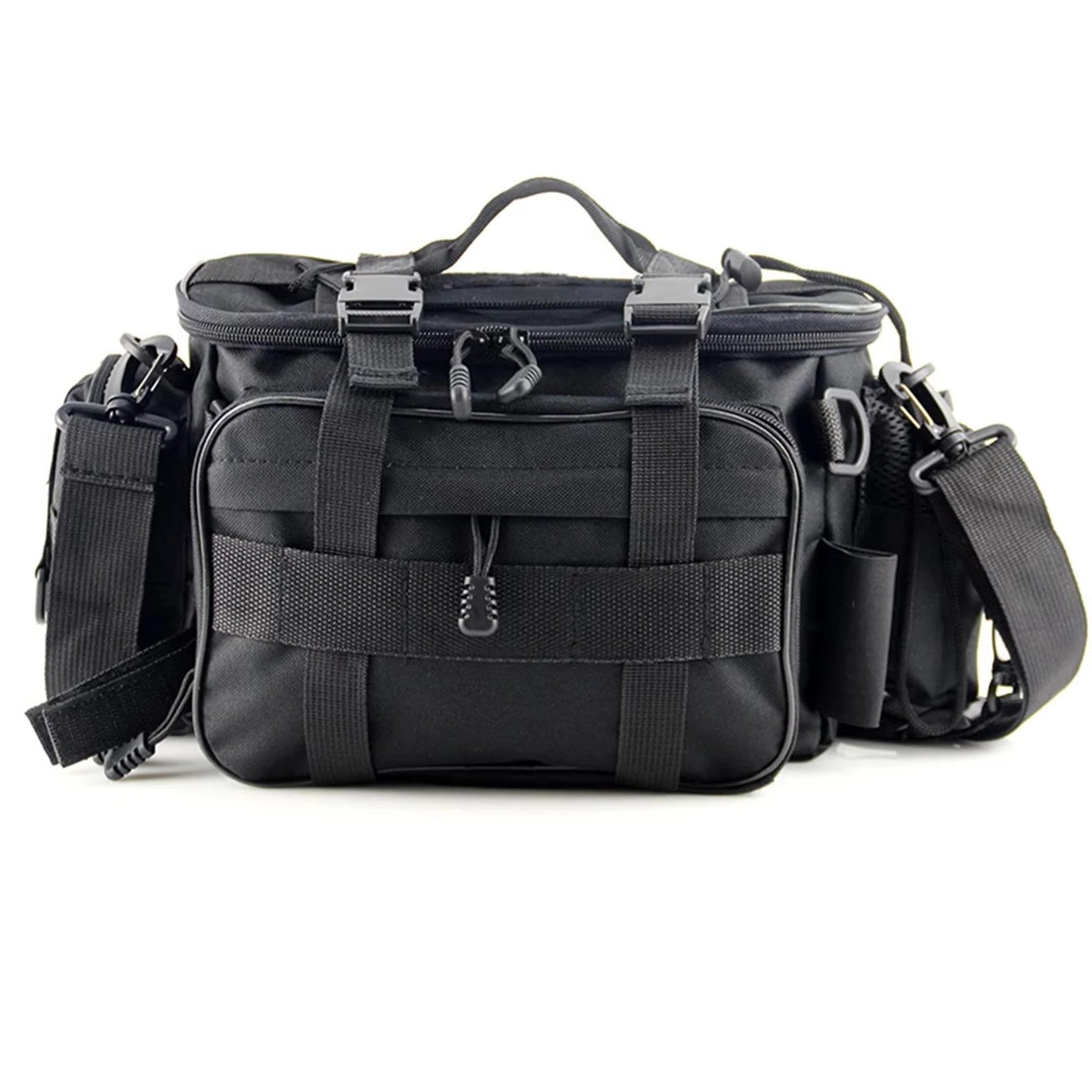 Fishing Gear Storage Bag with Multiple Compartments and Shoulder Strap