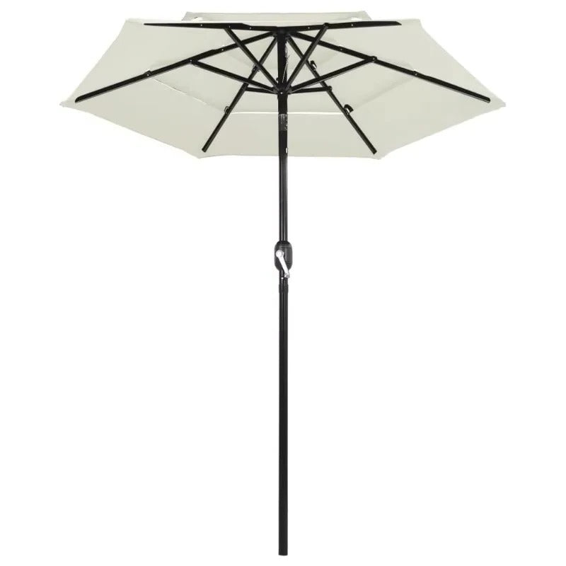 Three Tier Patio Umbrella with Crank Tilt and Aluminum Pole