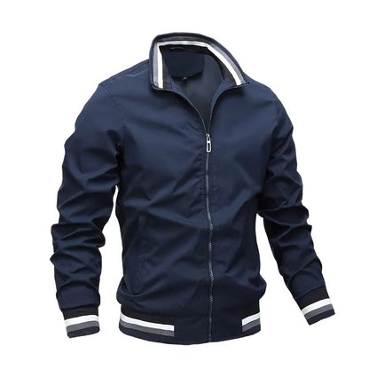 Men's Zip Front Bomber Jacket with Lightweight Design