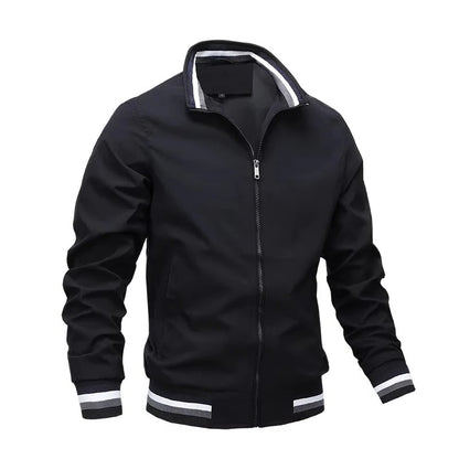 Men's Zip Front Bomber Jacket with Lightweight Design