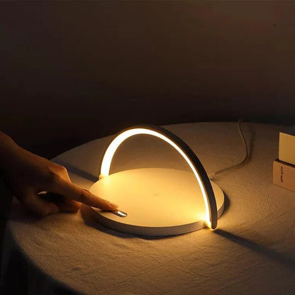 Wireless Charging Table Lamp with Integrated Phone Charging Pad