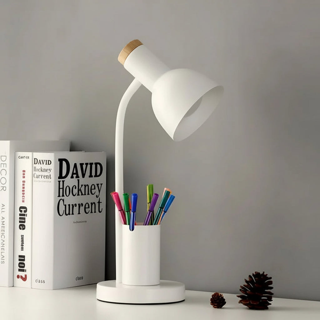 Nordic LED Table Lamp with Integrated Pen Holder