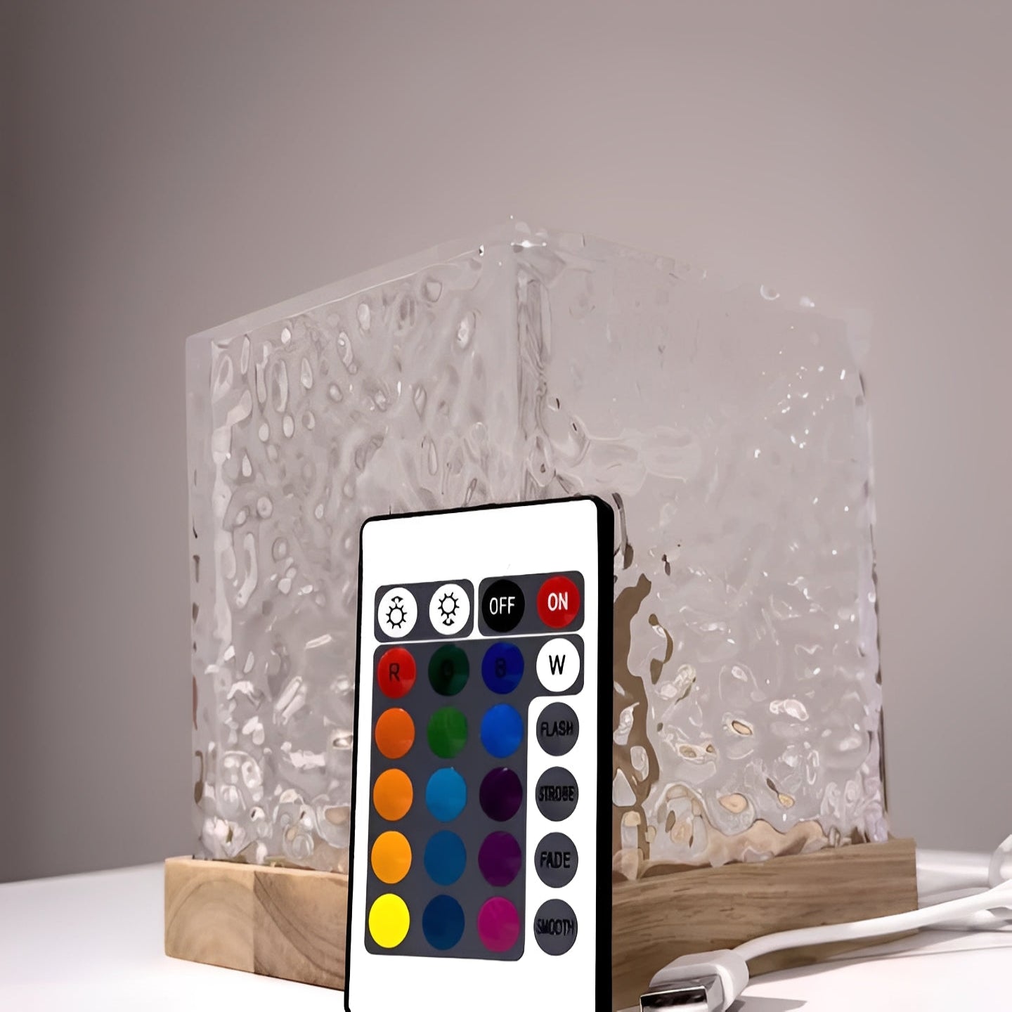 Water Ripple Projection Night Light with Remote Control, 16 Colors
