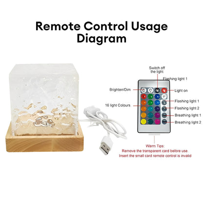 Water Ripple Projection Night Light with Remote Control, 16 Colors