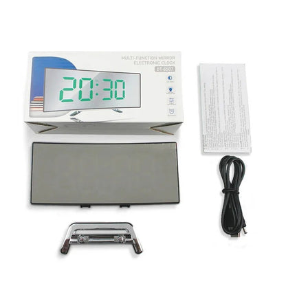 Digital Alarm Clock with Curved LED Mirror Screen
