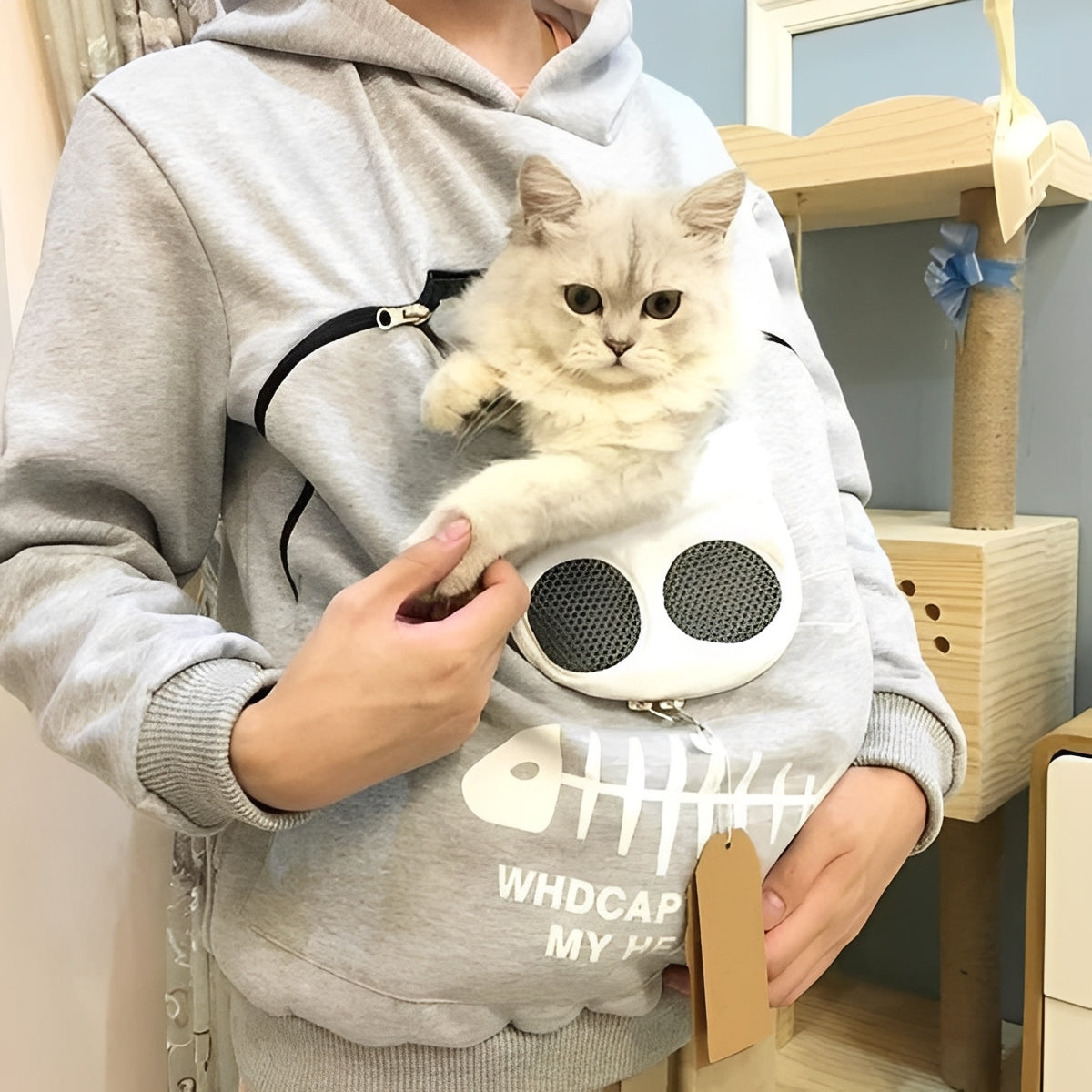 Cat Lover Hoodie with Cuddle Pouch for Pets