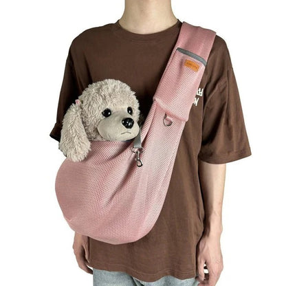 Mesh Crossbody Dog Carrier Sling with Padded Strap