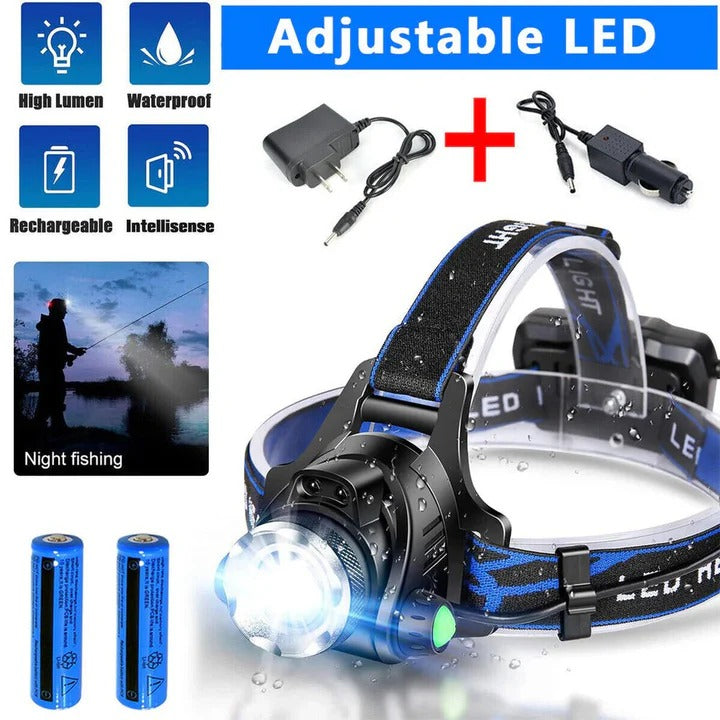 USB Rechargeable LED Headlamp for Hands Free Lighting