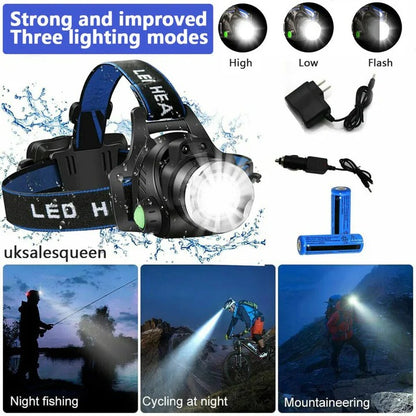USB Rechargeable LED Headlamp for Hands Free Lighting