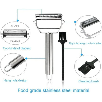Stainless Steel Vegetable Peeler with Julienne Blade Attachment