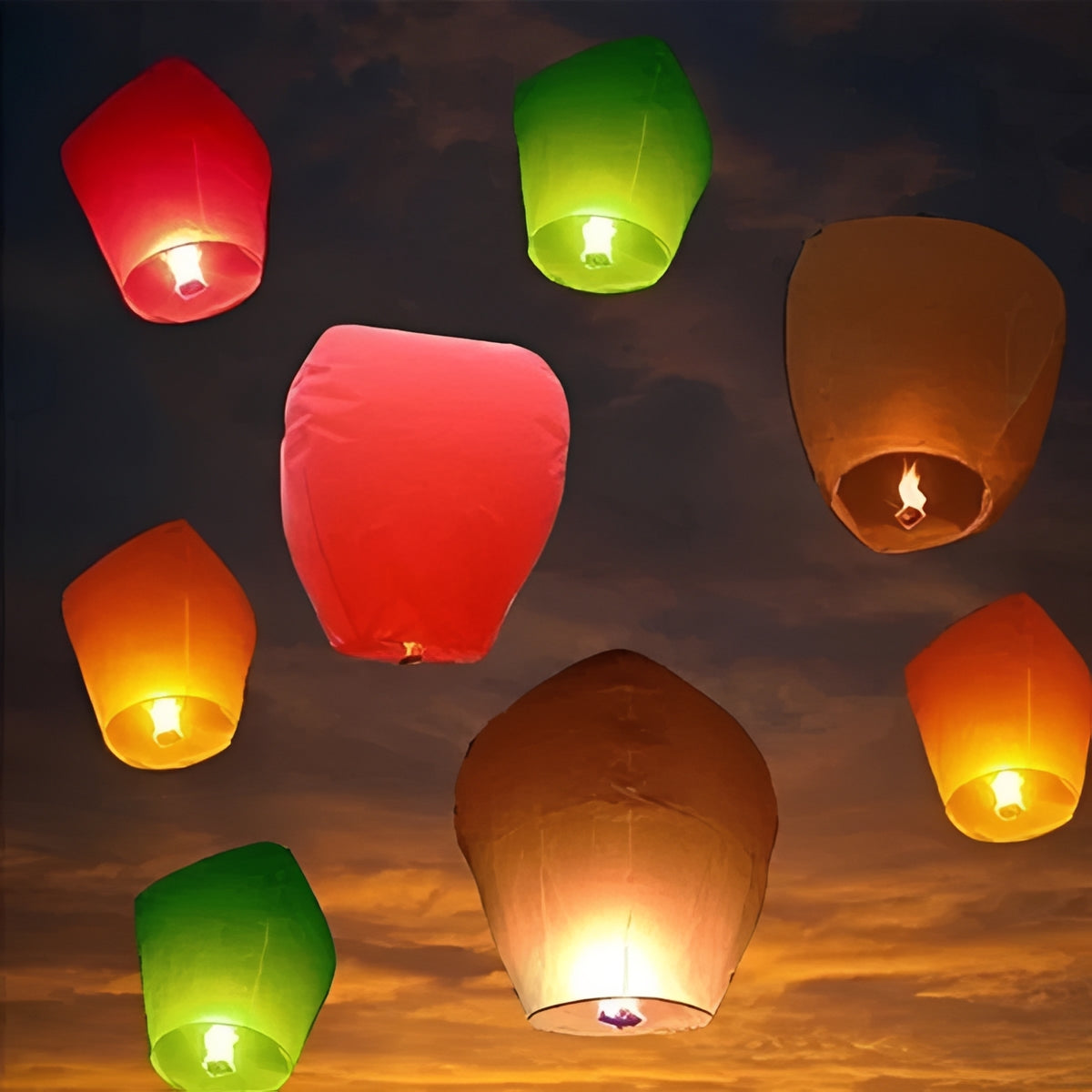 Hanging Paper Lanterns with Multicolor Decorative Design